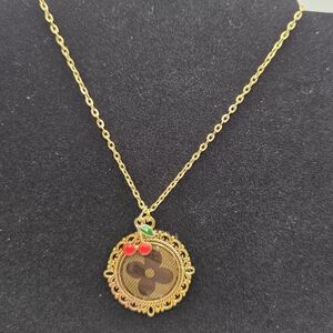 Upcycled Louis Vuitton Necklace In The Color Gold With Cherry Charm